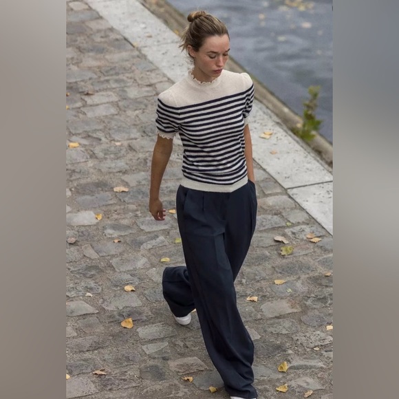 Zara Sweaters - Zara Short Sleeve Stripped Knit Jumper